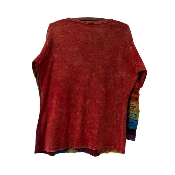 Greater Good Network Nepal Multicolor Patchwork Hippie Hipster Long Sleeve Top S - Picture 4 of 6